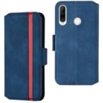 Retro Style Splicing Matte Leather Case Cover with Card Slots for Huawei P30 Lite/nova 4e – Blue