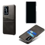 With Dual Card Slots PU Leather Coated PC Shell for Huawei P40 Pro – Black Blue