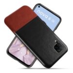 KSQ Bi-color PC+ PU Leather Mobile Phone Case for Huawei P40 lite – Black / Dark Brown