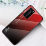 Gradient Color Tempered Glass + PC + TPU Hybrid Case for Huawei P40 Pro – Red / Black
