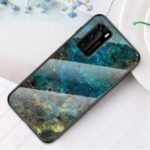 Marble Texture Tempered Glass + PC + TPU Hybrid Shell Case for Huawei P40 – Emerald