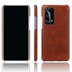 KSQ Crazy Horse PU Leather Coated PC Back Protector Case for Huawei P40 Pro – Brown
