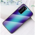 Carbon Fiber Skin Tempered Glass + PC + TPU Case Covering for Huawei P40 Pro – Blue