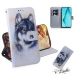 Pattern Printing PU Leather Wallet Case for Huawei P40 lite/nova 7i/nova 6 SE – Black and White Wolf