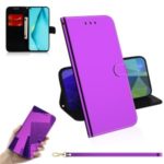 Mirror Surface Leather Wallet Cover with Strap for Huawei P40 lite/nova 6 SE/Nova 7i – Purple
