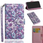 Light Spot Decor Pattern Printing Wallet Stand Leather Phone Cover with Strap for Huawei P40 Lite E/Y7P – Paisley Flowers