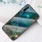 Marble Texture Tempered Glass + PC + TPU Hybrid Case for Huawei P40 lite E / Y7p – Emerald
