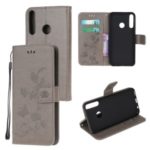 Imprint Butterfly Flower Wallet Leather Cover for Huawei P40 lite E – Grey