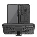 Cool Tyre Style PC + TPU Hybrid Phone Cover with Kickstand for Huawei Y7p/P40 lite E – Black