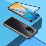 Magnetic Adsorption Metal + Tempered Glass Back Combo Phone Case for Huawei P40 – Black