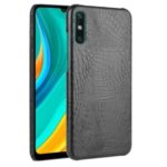 Crocodile Texture PU Leather Coated Plastic Cell Phone Cover for Huawei Enjoy 10e – Black