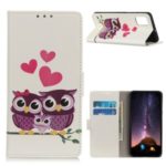 Printing Surface PU Leather Covering Wallet Stand Phone Case for Honor 30S – Owls and Hearts