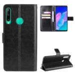 Crazy Horse Skin with Wallet Leather Stand Case for Huawei P40 lite E/Y7p – Black