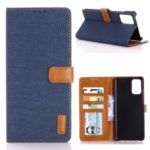 Jeans Cloth Leather Wallet Stand Case for Huawei P40 Pro – Dark Blue