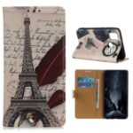 Pattern Printing PU Leather Wallet Stand Phone Shell for Honor Play 9A – Eiffel Tower and Letters