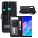 Crazy Horse Wallet Leather Stand Case for Huawei P40 lite E / Y7p – Black