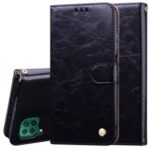 Oil Wax PU Leather Business Style Cover Phone Case for Huawei P40 lite/nova 6 SE/Nova 7i – Black