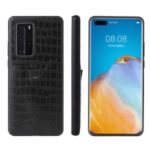 Crocodile Texture PU Leather Coated TPU Combo Case with Card Slot for Huawei P40 Pro – Black