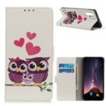 Pattern Printing Flip Leather Wallet Stand Phone Casing for Huawei Nova 7 SE – Couple Owls