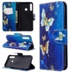Pattern Printing Leather Wallet Case for Huawei P40 lite E / Y7p – Gold Butterflies