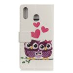 Pattern Printing Wallet Leather Stand Case for Motorola Moto E7 – Owls and Hearts
