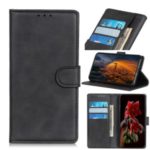 Matte Skin Leather Wallet Case for Motorola Moto E7 – Black