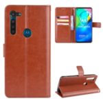 Crazy Horse Skin Split Leather Case for Motorola Moto G8 – Brown