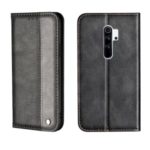 Business Style Splicing Auto-absorbed Leather Phone Cover with Card Holder for Xiaomi Redmi Note 8 Pro – Grey