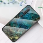 Marble Texture Tempered Glass + PC + TPU Hybrid Case for Xiaomi Mi 10 – Emerald