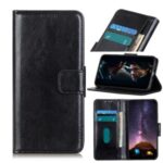 Crazy Horse Leather Wallet Phone Casing for Xiaomi Redmi Note 9 Pro/Pro Max/Note 9S – Black