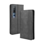 Auto-absorbed Retro Leather Wallet Case Shell for Xiaomi Mi 10 5G/Mi 10 Pro 5G – Black