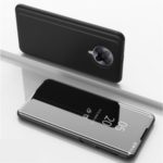View Window Plated Mirror Surface Leather Stand Shell for Xiaomi Redmi K30 Pro – Black