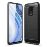 Shockproof Carbon Fiber Texture Brushed TPU Back Shell for Xiaomi Redmi Note 9 – Black