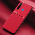 Minimalist Business Style Leather Coated TPU Phone Cover for Xiaomi Redmi Note 8 – Red
