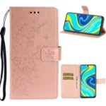 Imprint Plum Blossom Magnetic Leather Stand Case for Xiaomi Redmi Note 9 Pro – Rose Gold