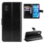 Crazy Horse Leather Wallet Case for Alcatel 1B (2020) / 1A (2020) – Black