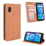 Vintage Style Leather Wallet Case for Alcatel 1B (2020) / 1A (2020) – Brown