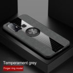 Splicing Cloth Texture Invisible Finger Ring Kickstand TPU + Acrylic + Metal Hybrid Case [Built-in Magnetic Metal Sheet] for vivo Z6 – Grey