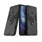 Cool Guard Ring Holder Kickstand Protective PC+TPU Hybrid Phone Cover for vivo Z6 – Black