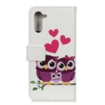 Pattern Printing Leather Wallet Case for Realme X50 Pro 5G – Owls and Hearts