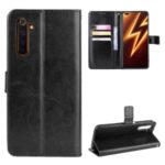 Crazy Horse Style PU Leather Wallet Cell Phone Cover for Realme 6 Pro – Black