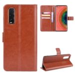 Crazy Horse Surface PU Leather Wallet Mobile Phone Shell for Oppo Find X2 – Brown