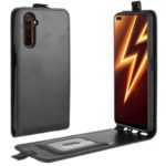 Vertical Flip Crazy Horse Leather Cover with Card Holder Phone Shell for Realme 6 Pro – Black