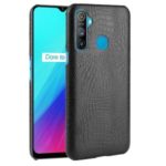Crocodile Skin PU Leather Coated Hard PC Case for Realme C3 (3 cameras, with Fingerprint Sensor) – Black