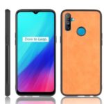 PU Leather Coated PC + TPU Combo Shell for Realme C3 (3 cameras) – Brown
