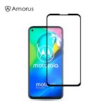 AMORUS Full Glue Silk Printing Tempered Glass Full Screen Protector for Motorola Moto G8 Power
