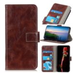 Crazy Horse Leather Wallet Stand Case for OnePlus 8 Pro – Brown