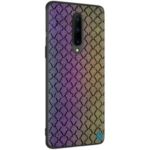 NILLKIN Shiny Series PU Leather + PC + TPU Reflective Phone Case for OnePlus 8 – Purple / Gold
