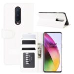 Crazy Horse Stand Leather Mobile Phone Shell Wallet Case for OnePlus 8 – White