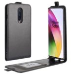 Crazy Horse Vertical Leather Card Holder Case for OnePlus 8 – Black